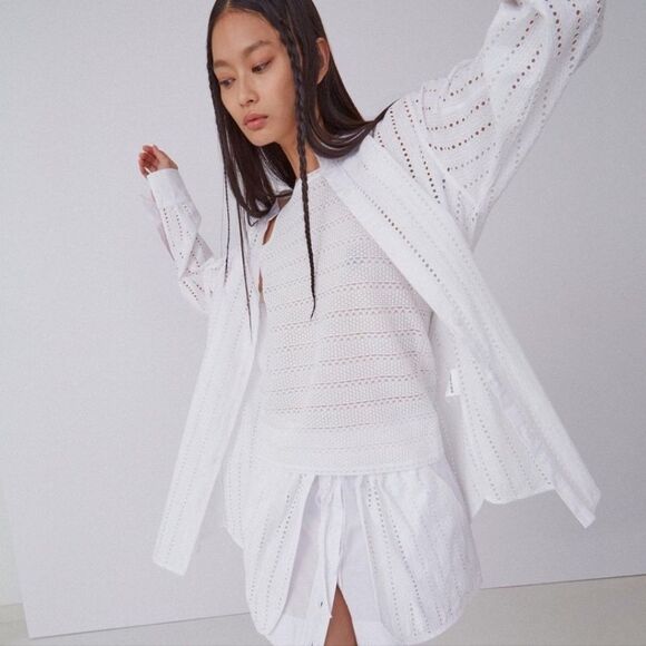 Thakoon Lace Crewneck Jacquard tank NWT WHITE - Picture 1 of 8